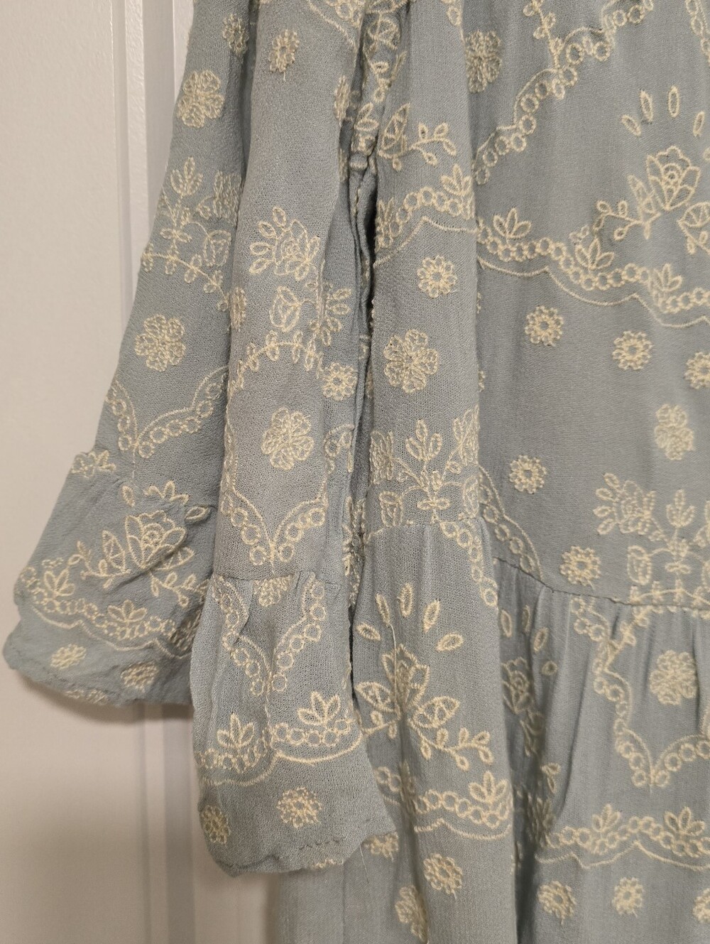 BOUTIQUE Penelope Rose Dress with Delicate Cream Floral Embroidery. Runs small. - Picture 3 of 9